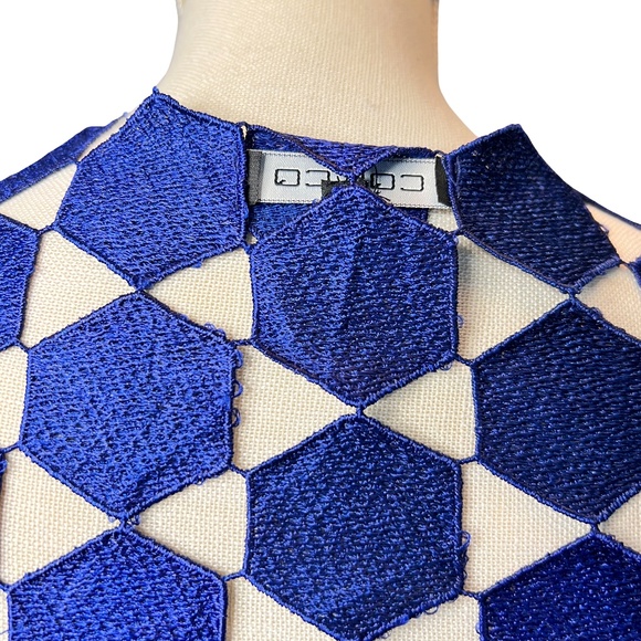 # A094  CQ by CQ Cobalt  Blue Laser-Cut  Mesh Duster Vintage  NEW NO TAG  S - Picture 9 of 15